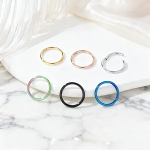 Set of 6 stainless steel seamless hinged segment rings for nose, lip, and ear piercing.