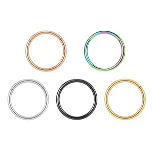 Stainless steel body piercing ring segment clicker septum lip ear ring set multi color