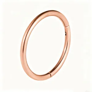 Rose gold titanium steel clicker ring detail for nose, lip, and ear piercing body jewelry.