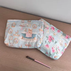 Vintage cat floral cosmetic bag large capacity travel makeup pouch storage toiletry bag