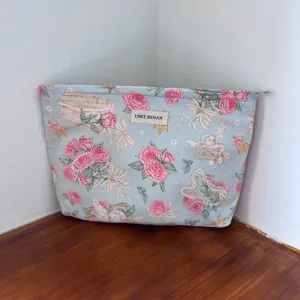 Floral angel cosmetic bag large capacity travel makeup pouch cute portable toiletry storage bag