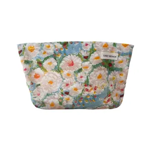 Large capacity oil painting cosmetic bag portable travel makeup pouch storage clutch bag