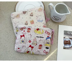 Deliziosa borsa portaoggetti in cotone con stampa, trousse da viaggio portatile e organizer.