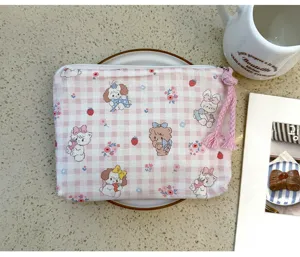 Borsina di Stoccaggio Rosa a Quadri Animale Carino Cerniera Borsa Trucco Organizer da Viaggio
