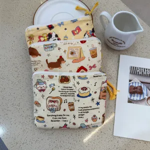 Borsa di stoccaggio con cerniera in tela carina con stampe di animali dolci per viaggi.