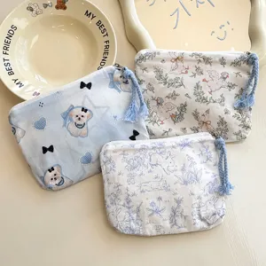 Cute Mini Cosmetic Bag Canvas Portable Lipstick Makeup Pouch Women Sanitary Napkin Sundries Storage Bag Coin Purse