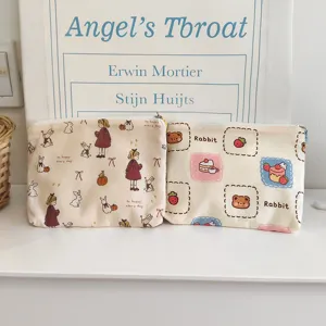 Cute Cartoon Canvas Coin Purse Portable Mini Lipstick Cosmetic Bag Small Storage Pouch