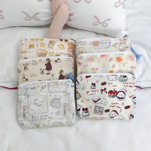 Cute mini canvas zipper pouch for cosmetics lipstick change storage portable everyday use detail