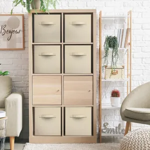 Foldable fabric storage box cube basket for closet and shelving organization drawer.