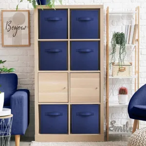 Foldable fabric storage box and cube organizer detail, perfect for home wardrobe and clothes.