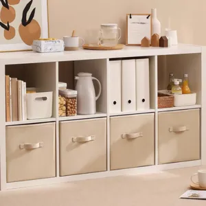Cube storage organizer with fabric bins shelf wardrobe closet tidy home organization box