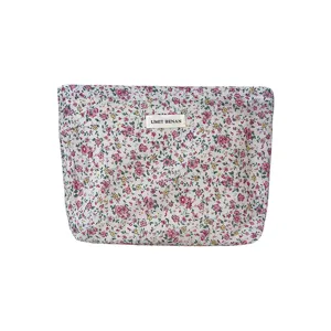 Floral cotton makeup pouch cosmetic bag cute travel zipper toiletry bag portable floral organizer bag