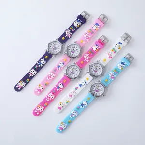 Kinder Quarz-Uhr mit süßem Cartoon-Katze Silikonarmband, buntes Geschenk für Kinder.