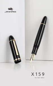 Jinhao X159 zakelijke vulpen met grote punt, zwarte behuizing en gouden afwerking design