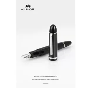 Jinhao X159 luxe zwarte vulpen met grote penpunt en zilveren afwerking voor schrijven.
