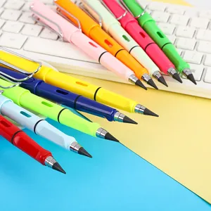 Eternal Inkless Pencil Without Sharpening HB Lead Writing Drawing Pencil Plastic Shell Metal Clip Student Stationery Pen