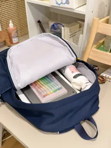 Mochila casual minimalista para mujer, bolso escolar de gran capacidad para viajes diarios