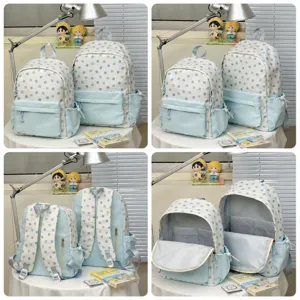 Zaino in tela con stampa floreale per donna, grazioso zainetto da viaggio con tasche multiple.