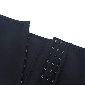 Women sports waist trainer belt neoprene shapewear detail black hook closure fitness corset.