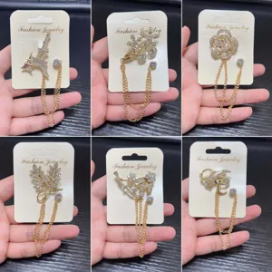 Rhinestone Tassel Brooch Elegant Suit Pin Fashion Jewelry Accessories for Women