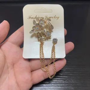 European rhinestone tassel brooch floral suit collar pin elegant anti-glare accessories