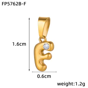 Gold 18K PVD Stainless Steel Letter F Bubble Pendant Diamond Charm DIY Jewelry Accessory