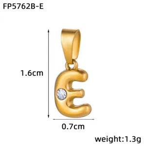 Stainless steel 18K gold plated bubble letter E pendant DIY handmade jewelry accessory