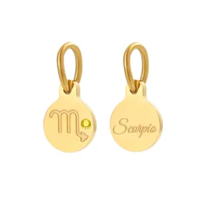 Stainless steel 14K gold plated Scorpio zodiac charm pendant with yellow zircon stone accessory