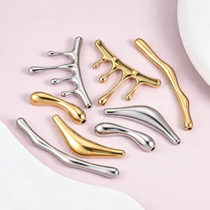 304 Stainless Steel Lava Fluid Curved Tube Perforated Pendant For DIY Jewelry Making Handmade Necklace Charms Accessories Minimalist Style