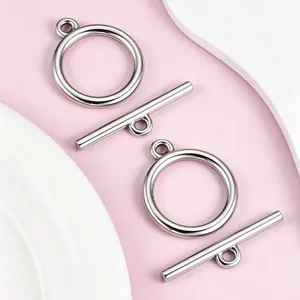 Detailed close-up of stainless steel polished toggle clasp for DIY jewelry making parts