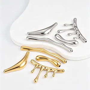 Stainless steel lava curved tube waterdrop pendant DIY jewelry making accessory detail view