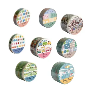 Cute decorative washi tape set for journaling, scrapbooking, DIY crafts and planner design.