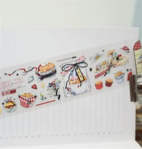 Decorative PET washi tape featuring cute sweet cupcake and floral watercolor illustration.