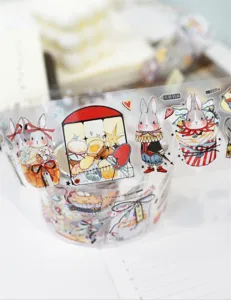Cute bunny bakery PET tape for journaling scrapbooking and daily planner decoration.