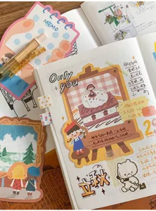 Cute oil pastel style sticky memo pads and decorative journal stickers for daily planner planning.