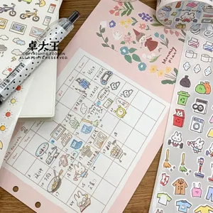 Zhuo Da Wang washi tape en schattige decoratieve planner stickers set voor dagboek.