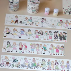 Süßes Mädchen Illustration Masking Tape Rolle dekorative Aufkleber für Tagebuch
