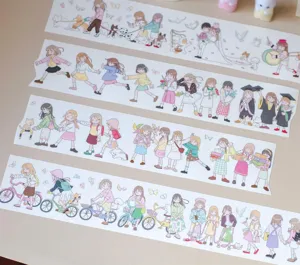 Süße Original-Illustrations-Washi-Tape-Aufkleberrolle für Tagebuch- und Bastelarbeiten.