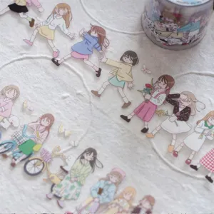 Nastro adesivo washi carino con ragazze illustrazione originale adesivo decorativo per diari