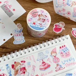 Set di nastro washi adesivo acquerello carino rotolo di adesivi decorativi per diario fai da te