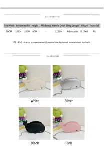Sac bandoulière pour enfants en cuir PU dauphin mignon avec chaîne et plusieurs couleurs.