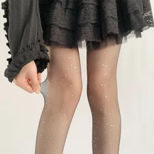Women sheer sparkly glitter tights black shimmering star pantyhose summer thin sexy leg hosiery