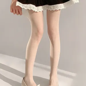 Sheer shimmering nude pantyhose for women, ultra thin sparkly summer leg beauty tights.