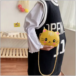 Bolso de hombro lindo gato de dibujos animados para niños, bolso de PU elegante para niñas.