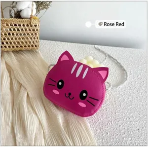 Bolso cruzado de gato lindo para niños de cuero PU mini bolso mensajero elegante bolso