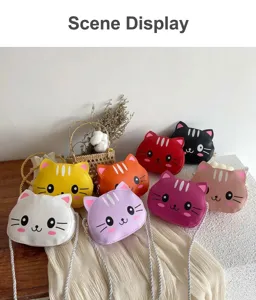 Bolso bandolera de gato lindo para niños monedero de cuero PU de dibujos animados