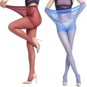 Femmes collants brillants ultra-fins couleur bonbon bas transparents sexy printemps mode