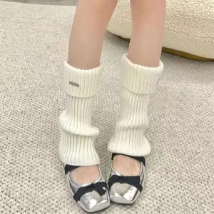 Weiße dicke Strick Stulpen für Damen, warme Woll-Stulpen für den Winter und Stiefel.