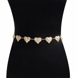 Cadena de cintura corazón dorada retro cinturón metal mujer moda vestido accesorios