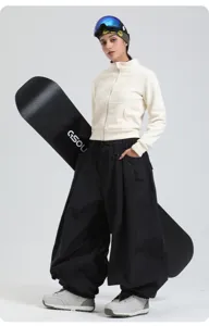 Professional loose-fit wide-leg snowboard pants for men and women, windproof and waterproof.